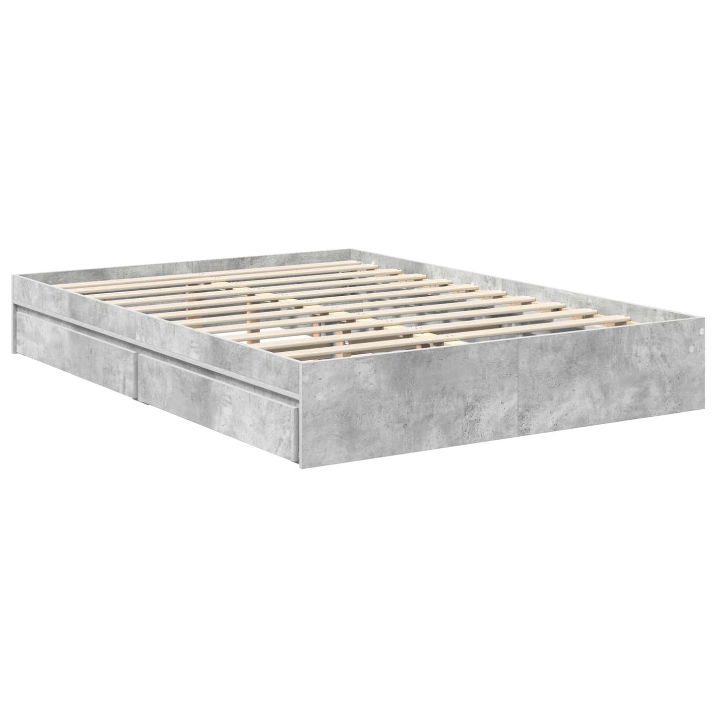 Tárolós Ágy fiókkal Beton Szürke 135 x 190 cm Szerelt Fa