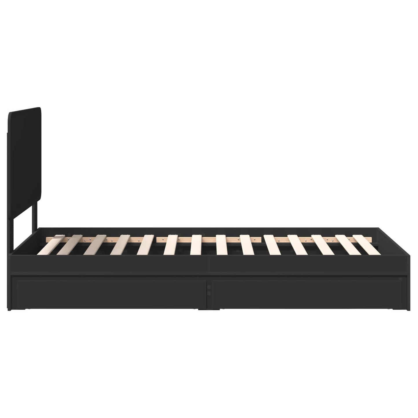 Tárolós Ágy fiókkal fejtámlával Fekete 90 x 190 cm Szerelt Fa