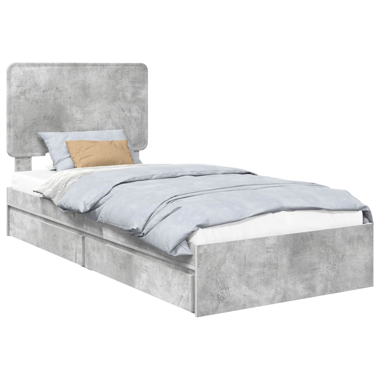 Tárolós Ágy fiókkal Beton Szürke 90 x 190 cm Szerelt Fa