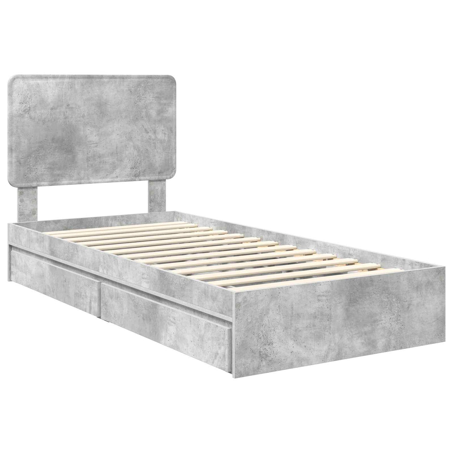 Tárolós Ágy fiókkal Beton Szürke 90 x 190 cm Szerelt Fa