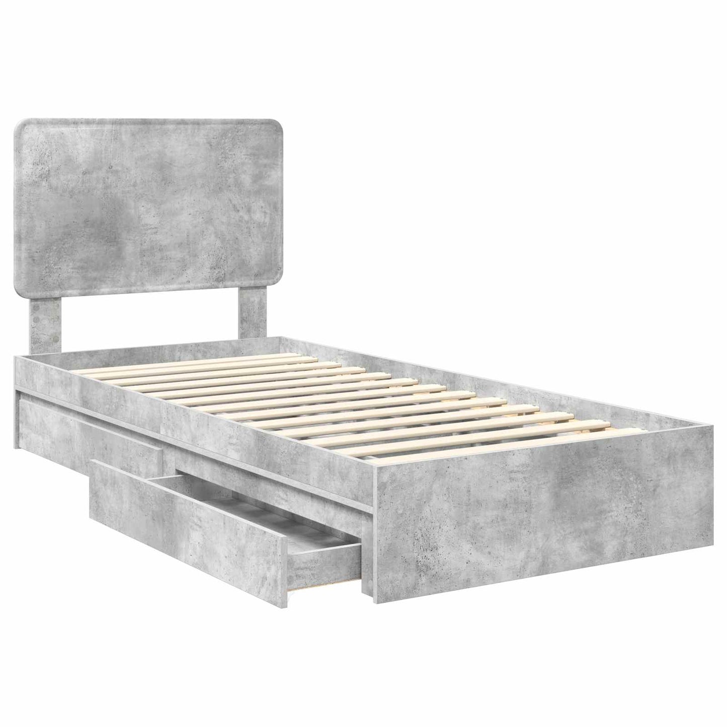 Tárolós Ágy fiókkal Beton Szürke 90 x 190 cm Szerelt Fa