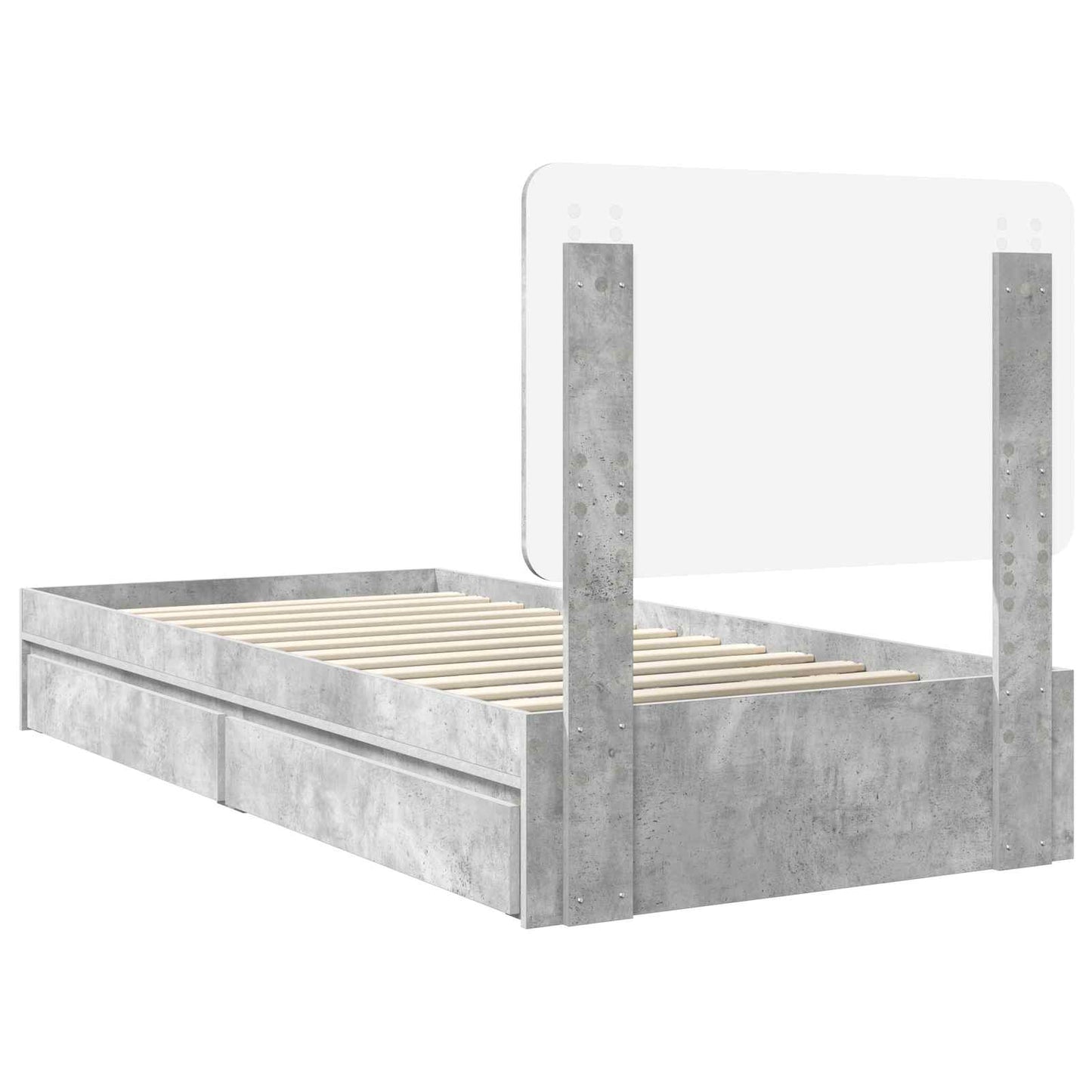 Tárolós Ágy fiókkal Beton Szürke 90 x 190 cm Szerelt Fa