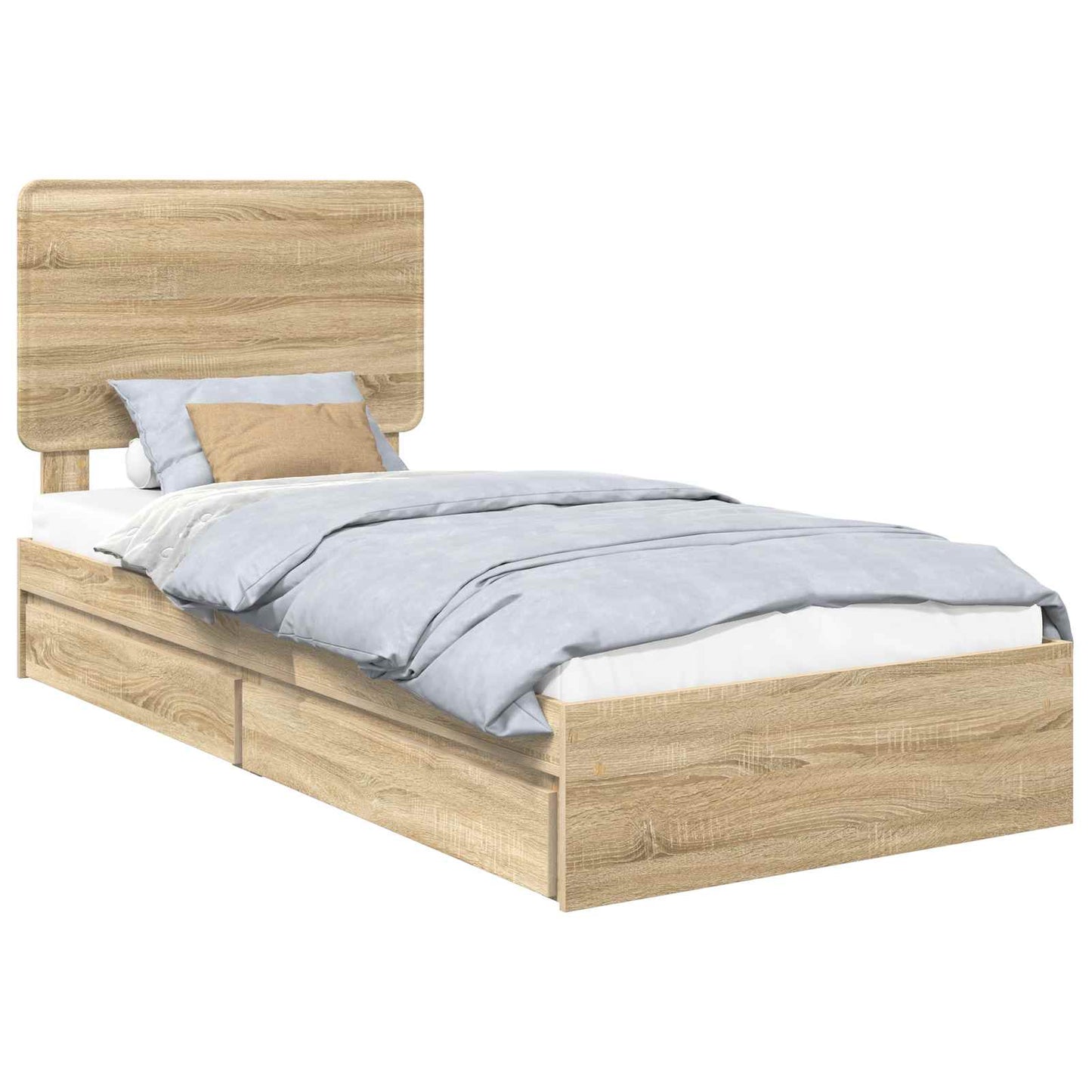Tárolós Ágy fiókkal Sonoma tölgy 75 x 190 cm Szerelt Fa