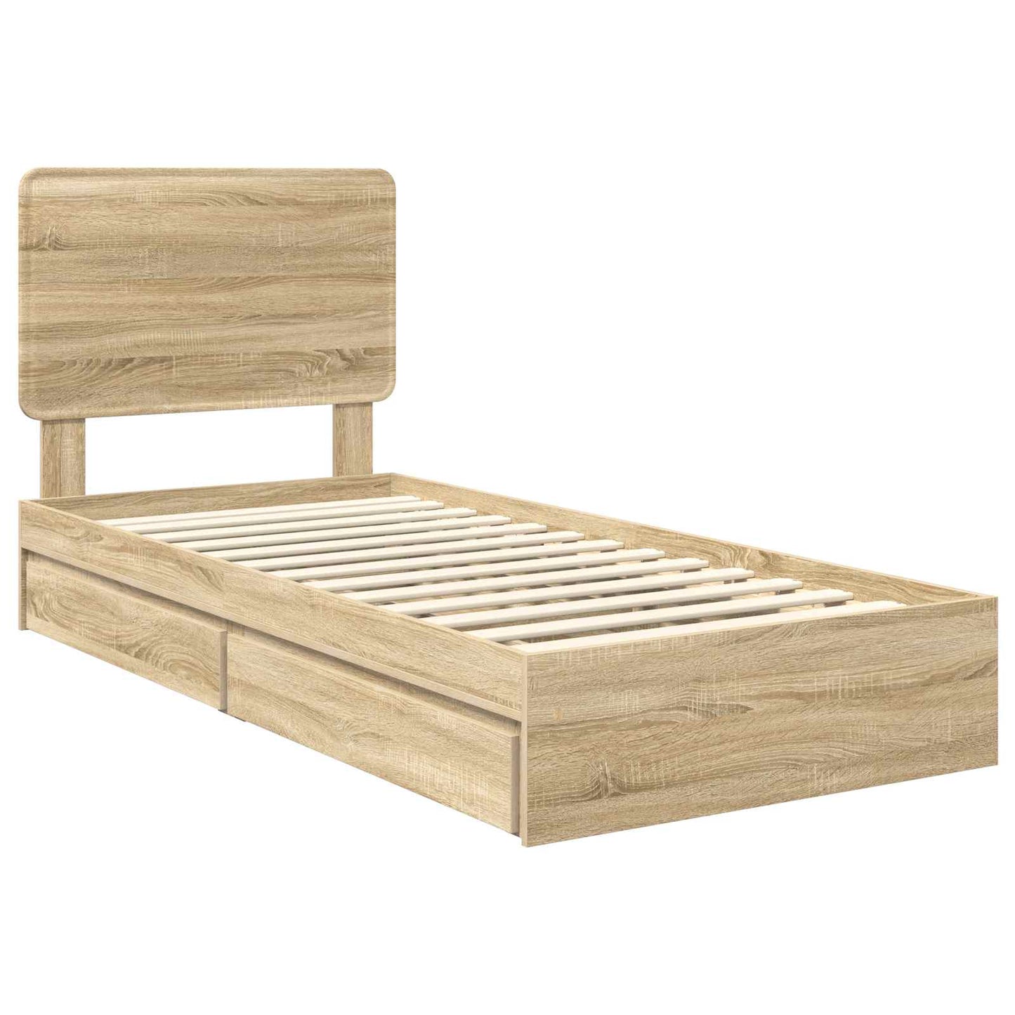 Tárolós Ágy fiókkal Sonoma tölgy 75 x 190 cm Szerelt Fa