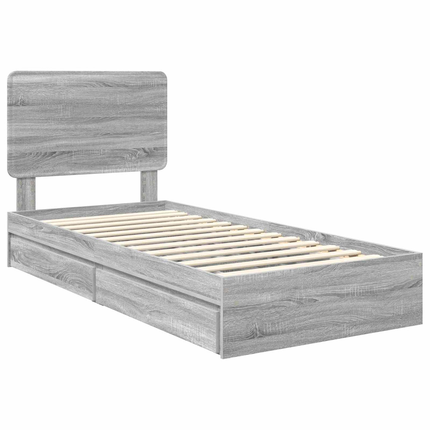 Tárolós Ágy fiókkal Szürke Sonoma 75 x 190 cm Szerelt Fa