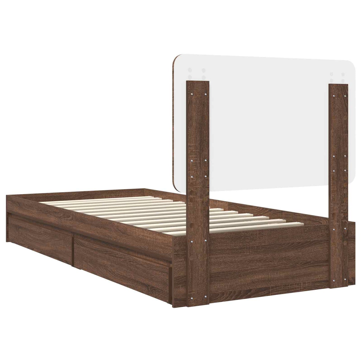 Tárolós Ágy fiókkal Barna Tölgy 75 x 190 cm Szerelt Fa