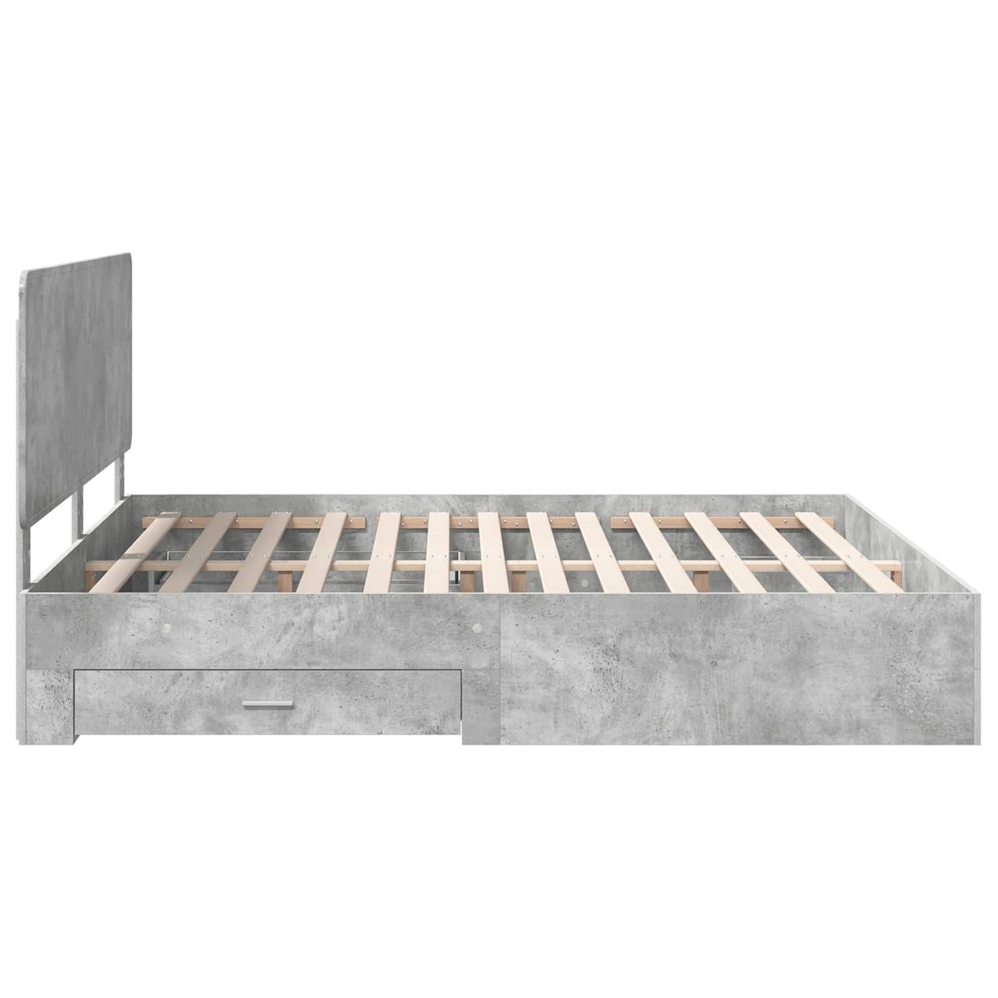 Ágykeret fiókkal tárolóval Beton Szürke 200 x 200 cm Szerelt Fa
