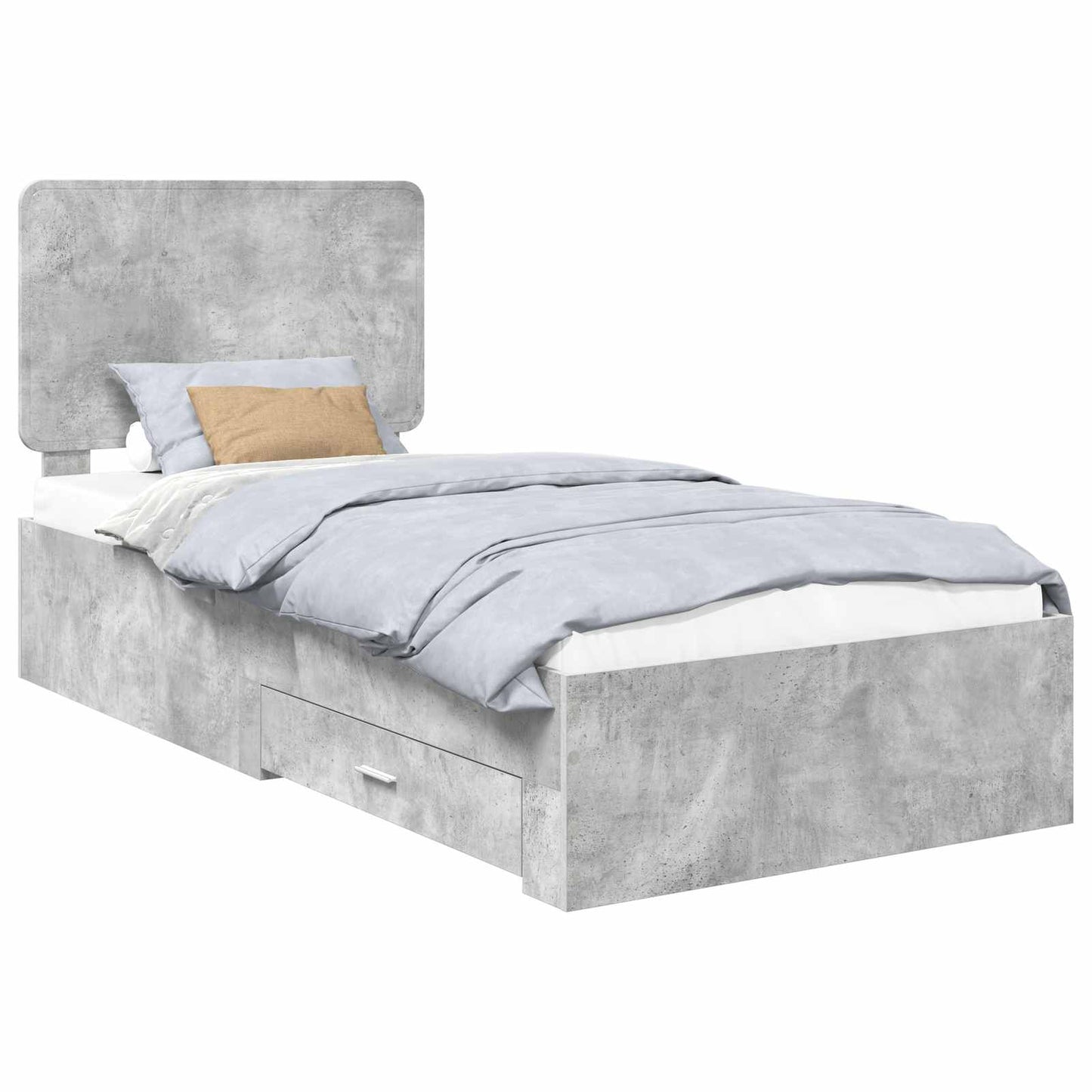 Ágykeret fiókkal tárolóval Beton Szürke 100 x 200 cm Szerelt Fa