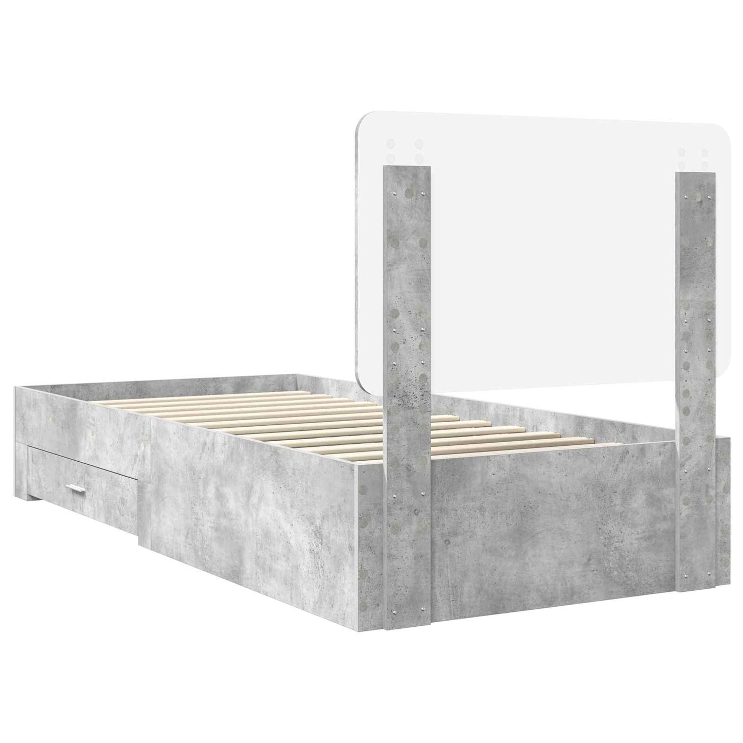 Ágykeret fiókkal tárolóval Beton Szürke 90 x 200 cm Szerelt Fa