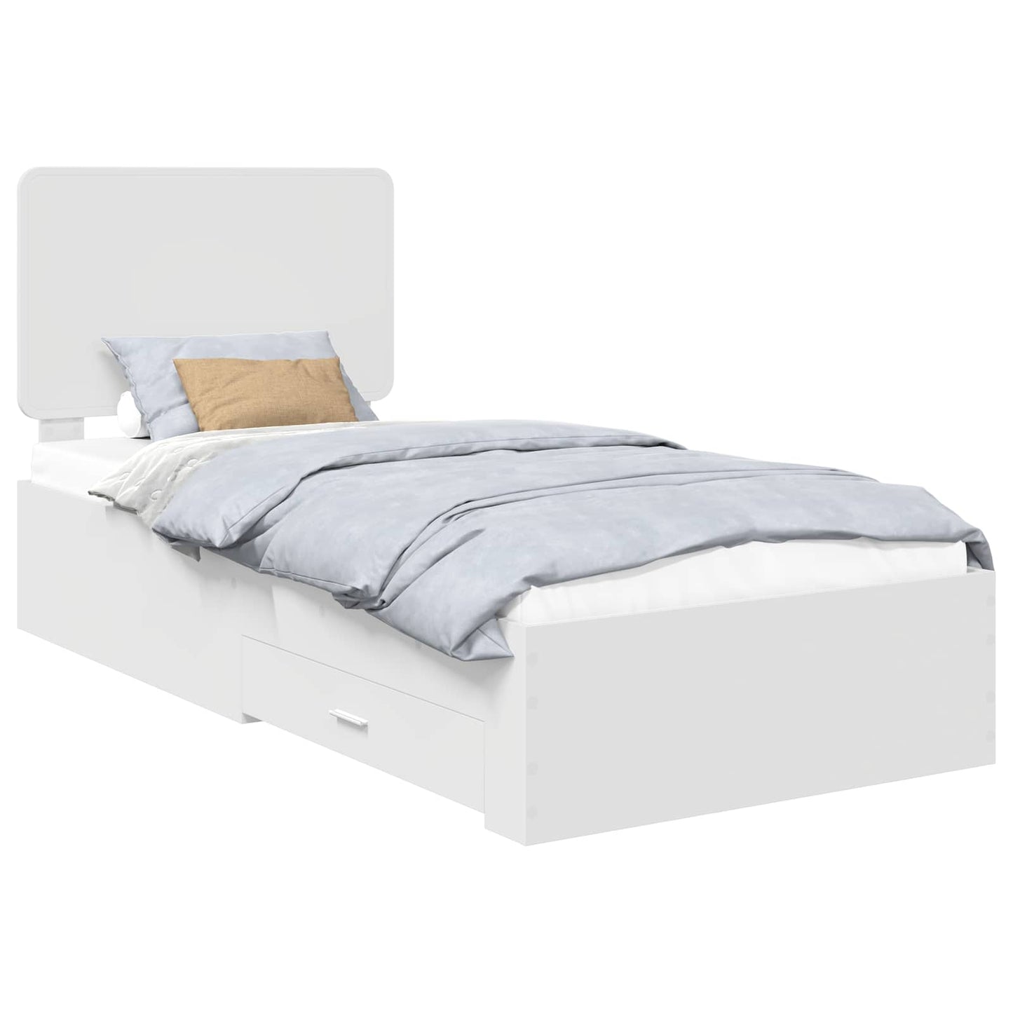 Ágykeret fiókkal fejtámlával Fehér 90 x 190 cm Szerelt Fa