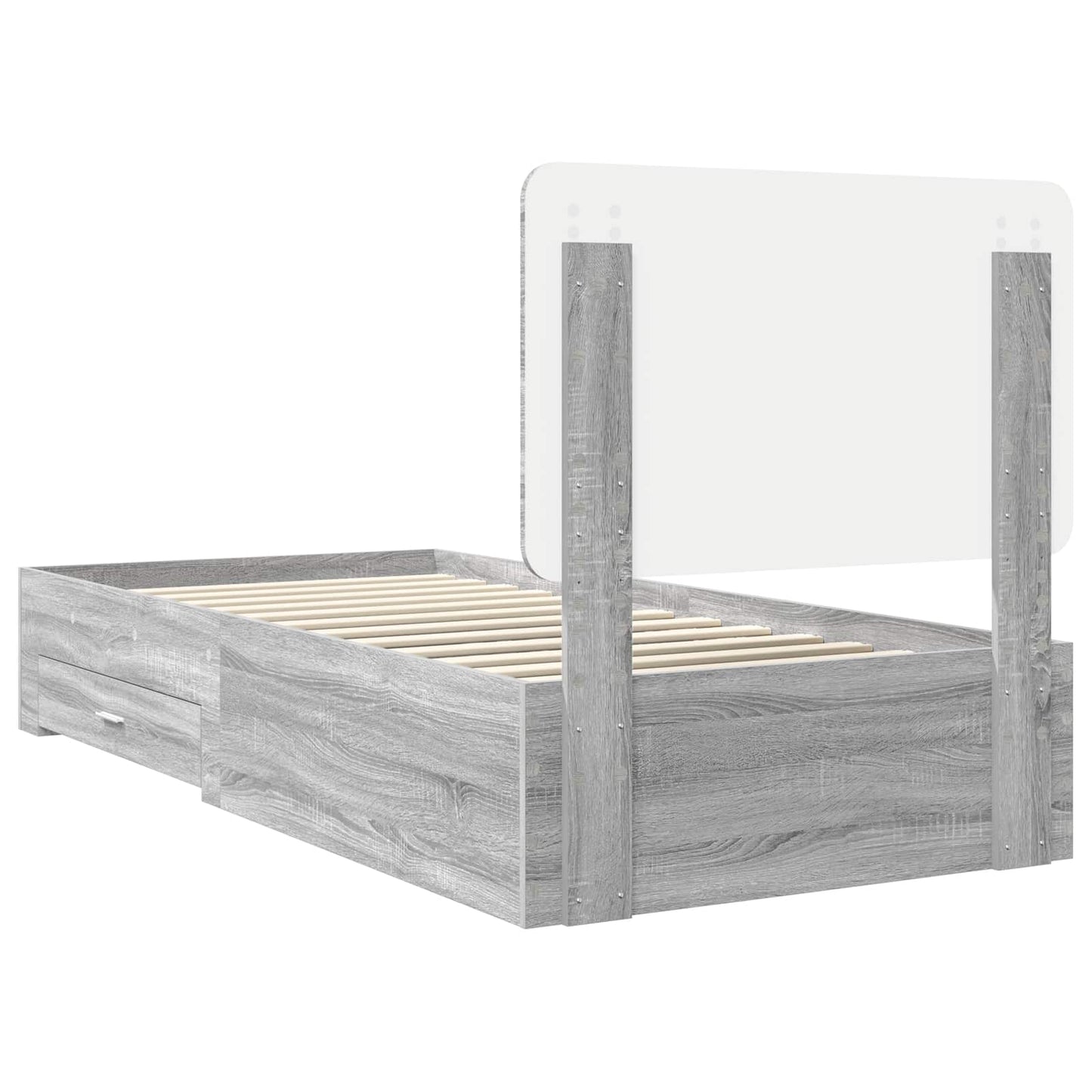 Ágykeret fiókkal tárolóval Szürke Sonoma 75 x 190 cm Szerelt Fa
