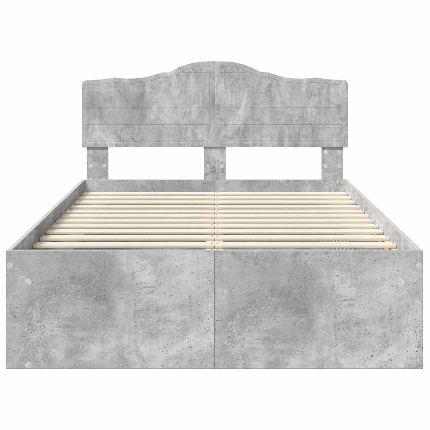 Ágykeret fejtámlával Beton Szürke 135 x 190 cm Tömör fenyőfa