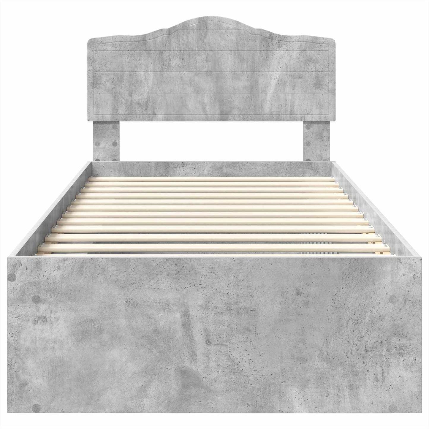 Ágykeret fejtámlával Beton Szürke 90 x 190 cm Tömör fenyőfa