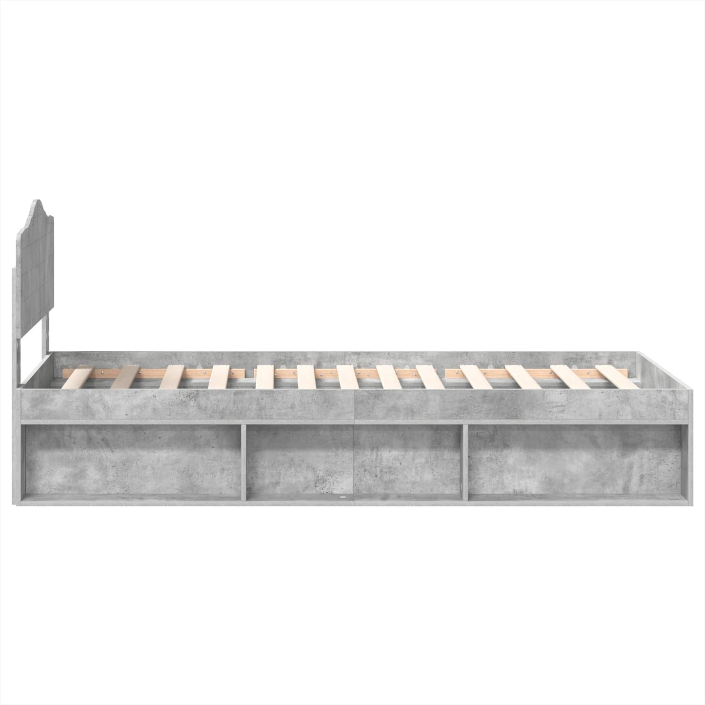 Ágykeret fejtámlával Beton Szürke 90 x 190 cm Tömör fenyőfa