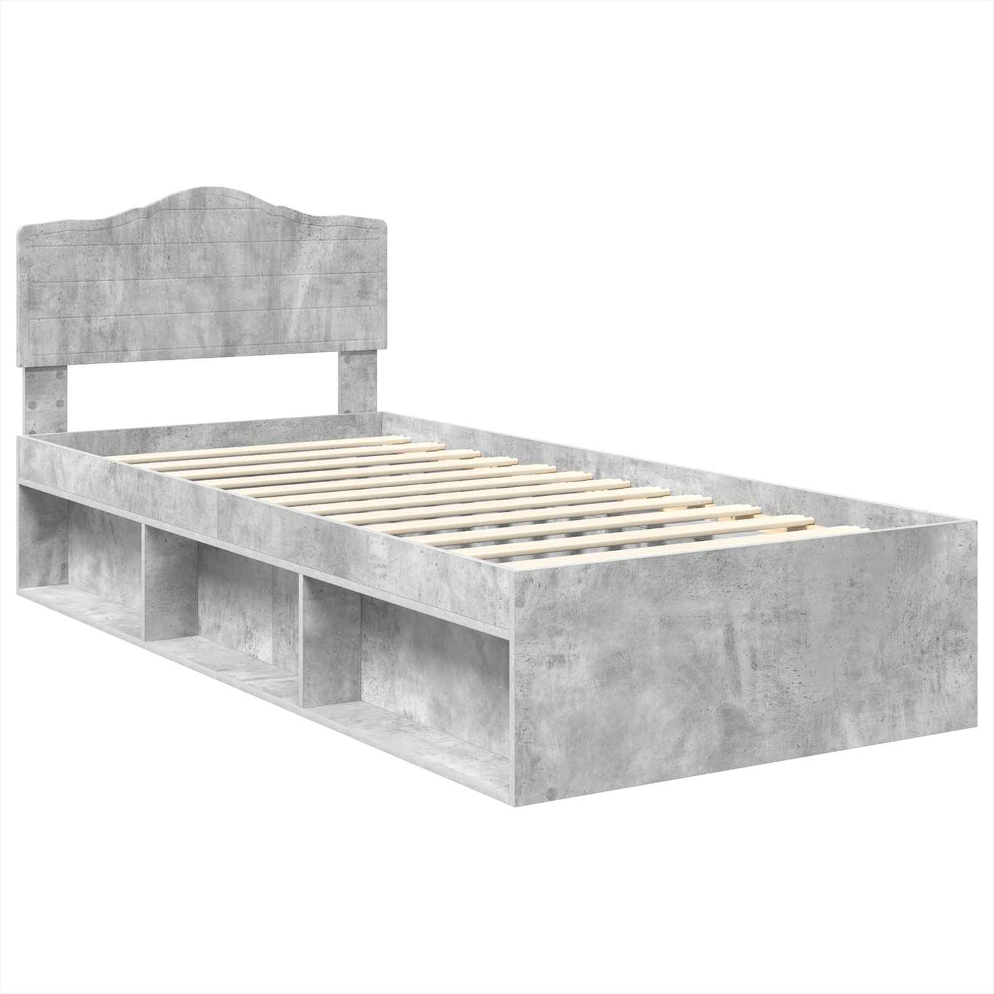 Ágykeret fejtámlával Beton Szürke 75 x 190 cm Tömör fenyőfa