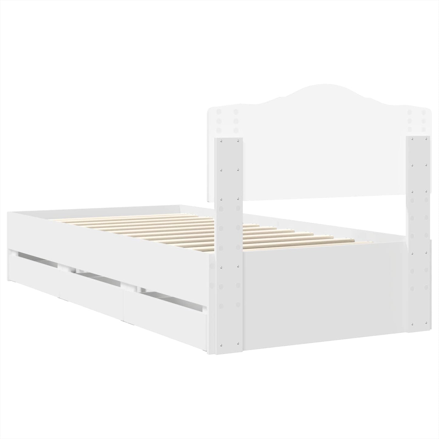 Ágykeret fiókkal fejtámlával Fehér 90 x 190 cm Mérnöki Fa