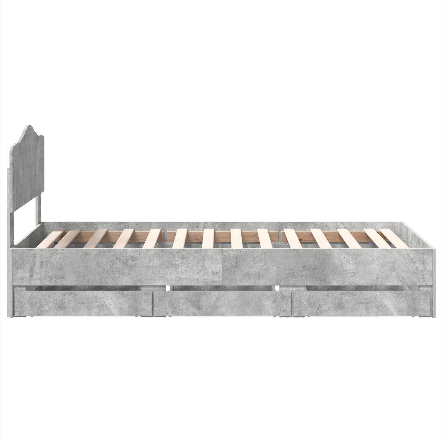 Ágykeret fiókkal tárolóval Beton Szürke 90 x 190 cm Mérnöki Fa