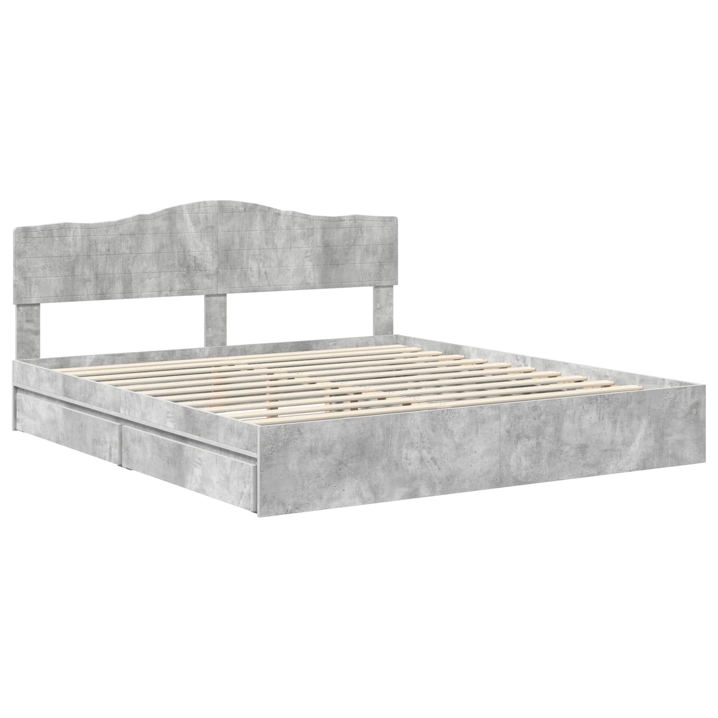 Tárolós Ágy fiókkal Beton Szürke 200 x 200 cm Szerelt Fa