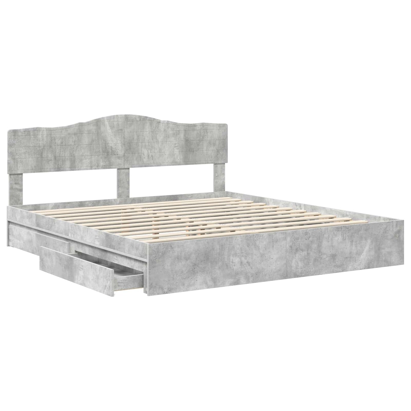 Tárolós Ágy fiókkal Beton Szürke 200 x 200 cm Szerelt Fa