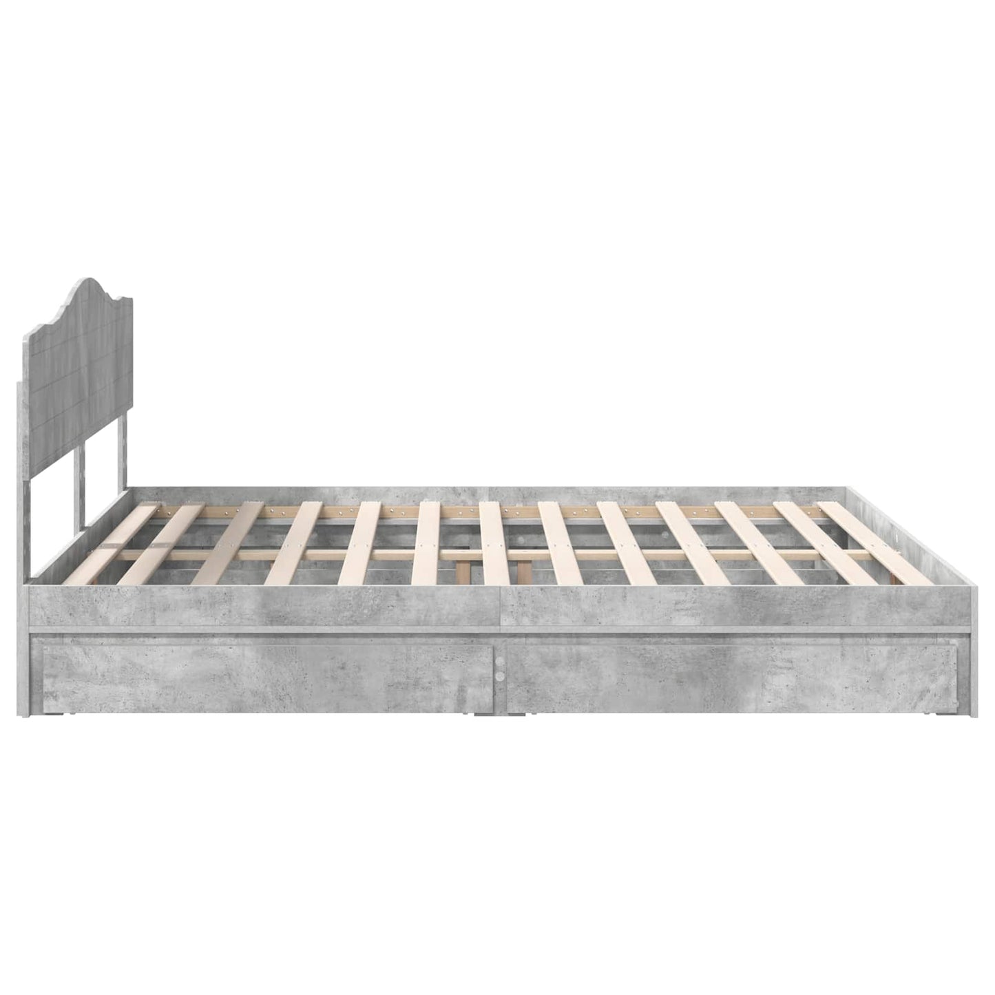 Tárolós Ágy fiókkal Beton Szürke 200 x 200 cm Szerelt Fa
