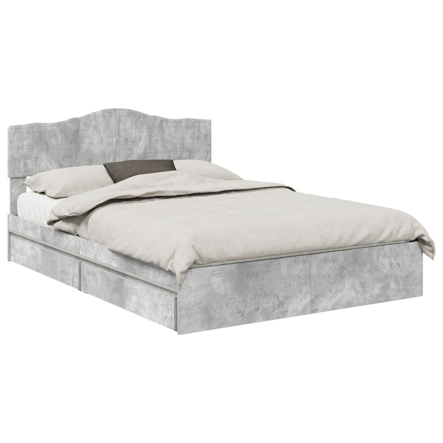Tárolós Ágy fiókkal Beton Szürke 150 x 200 cm Szerelt Fa