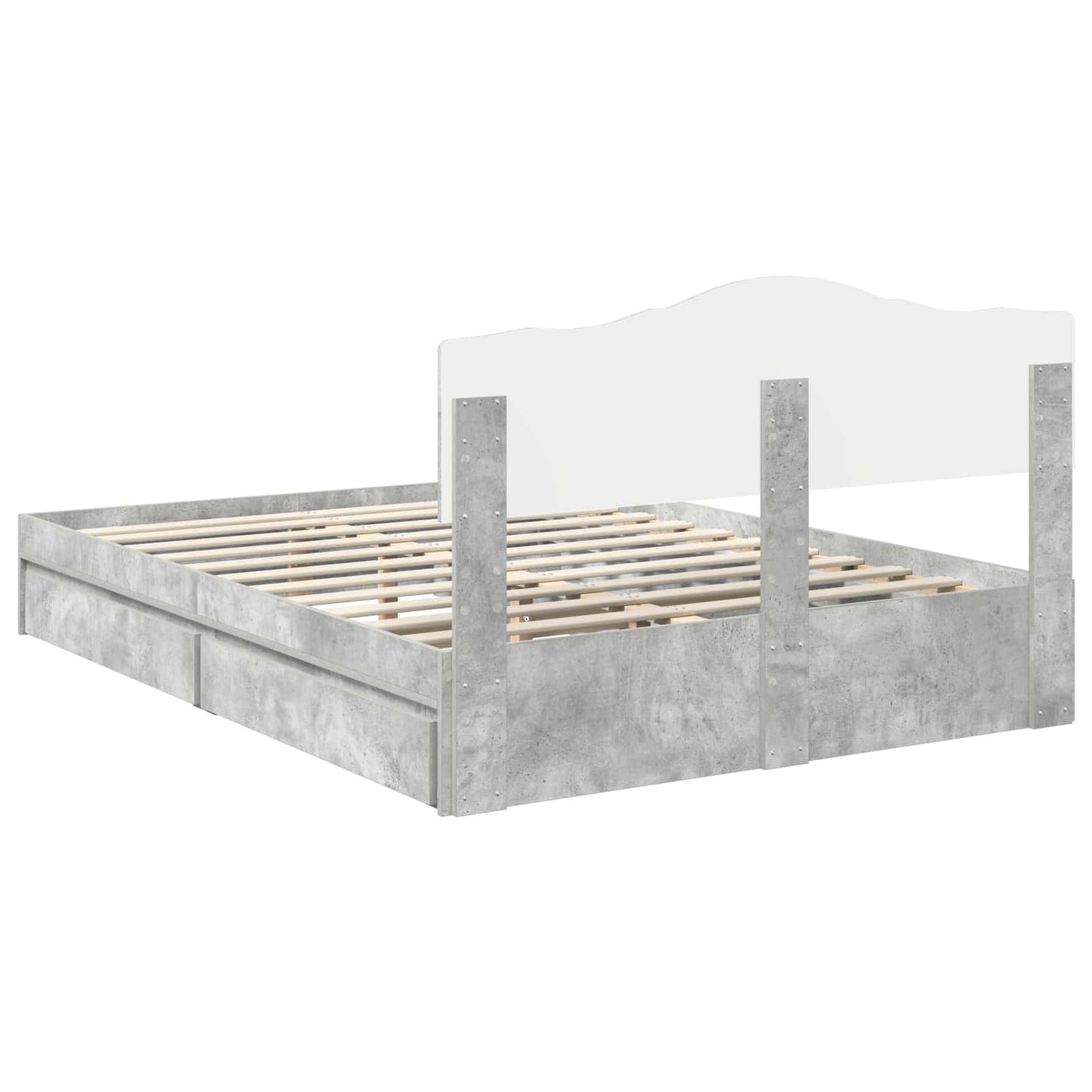 Tárolós Ágy fiókkal Beton Szürke 150 x 200 cm Szerelt Fa