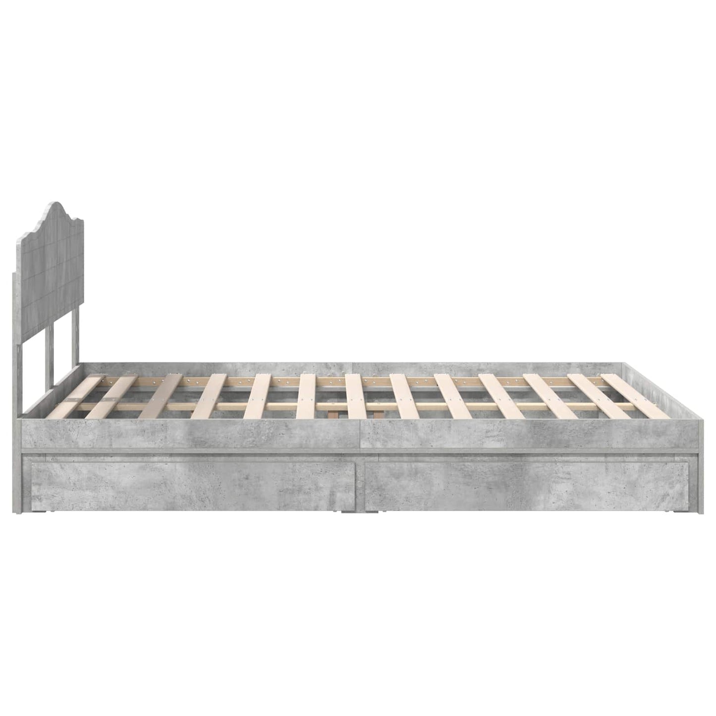 Tárolós Ágy fiókkal Beton Szürke 150 x 200 cm Szerelt Fa