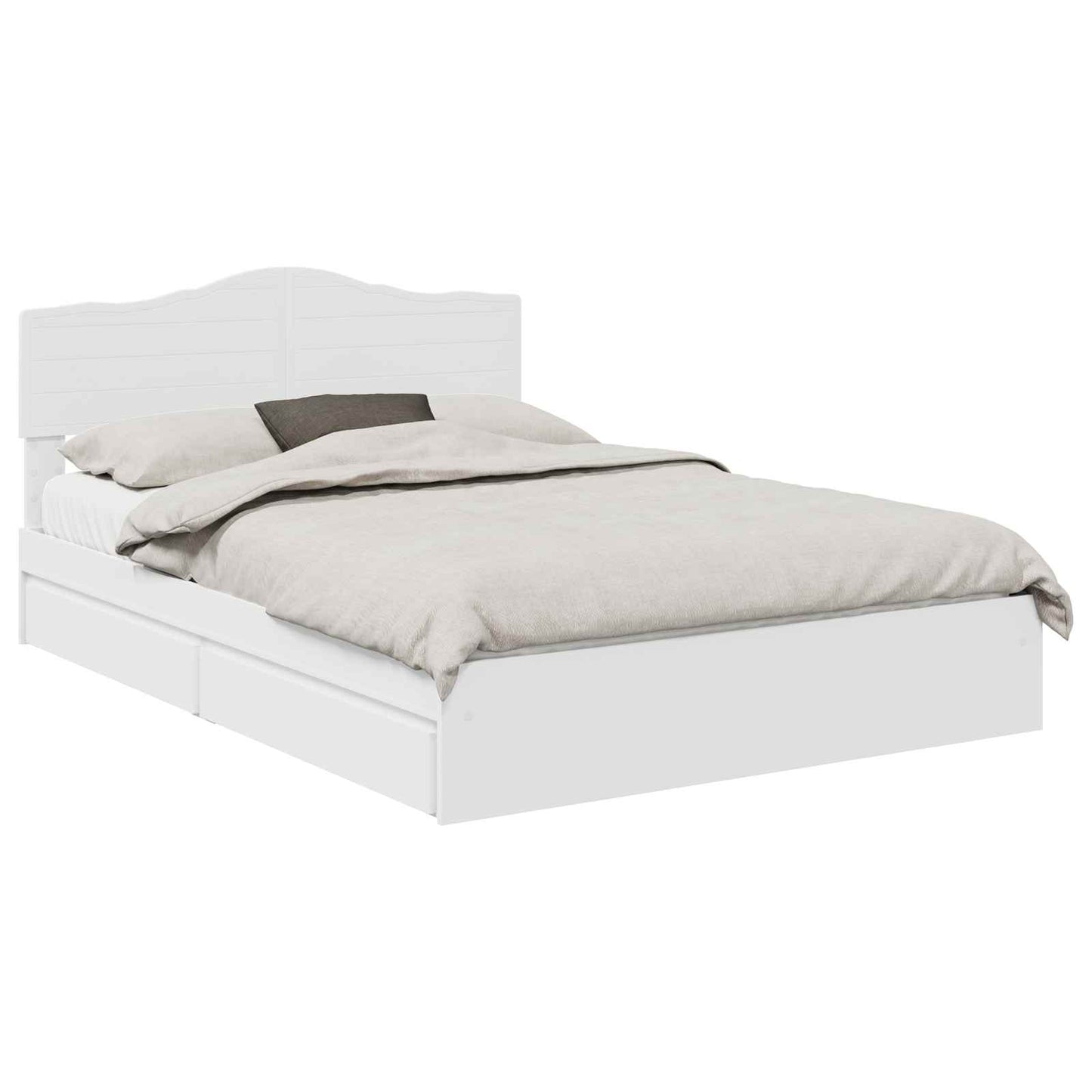 Tárolós Ágy fiókkal fejtámlával Fehér 140 x 190 cm Szerelt Fa