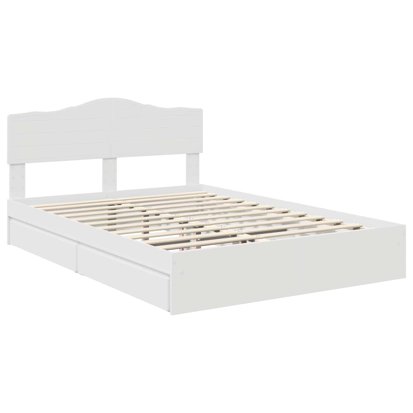 Tárolós Ágy fiókkal fejtámlával Fehér 140 x 190 cm Szerelt Fa
