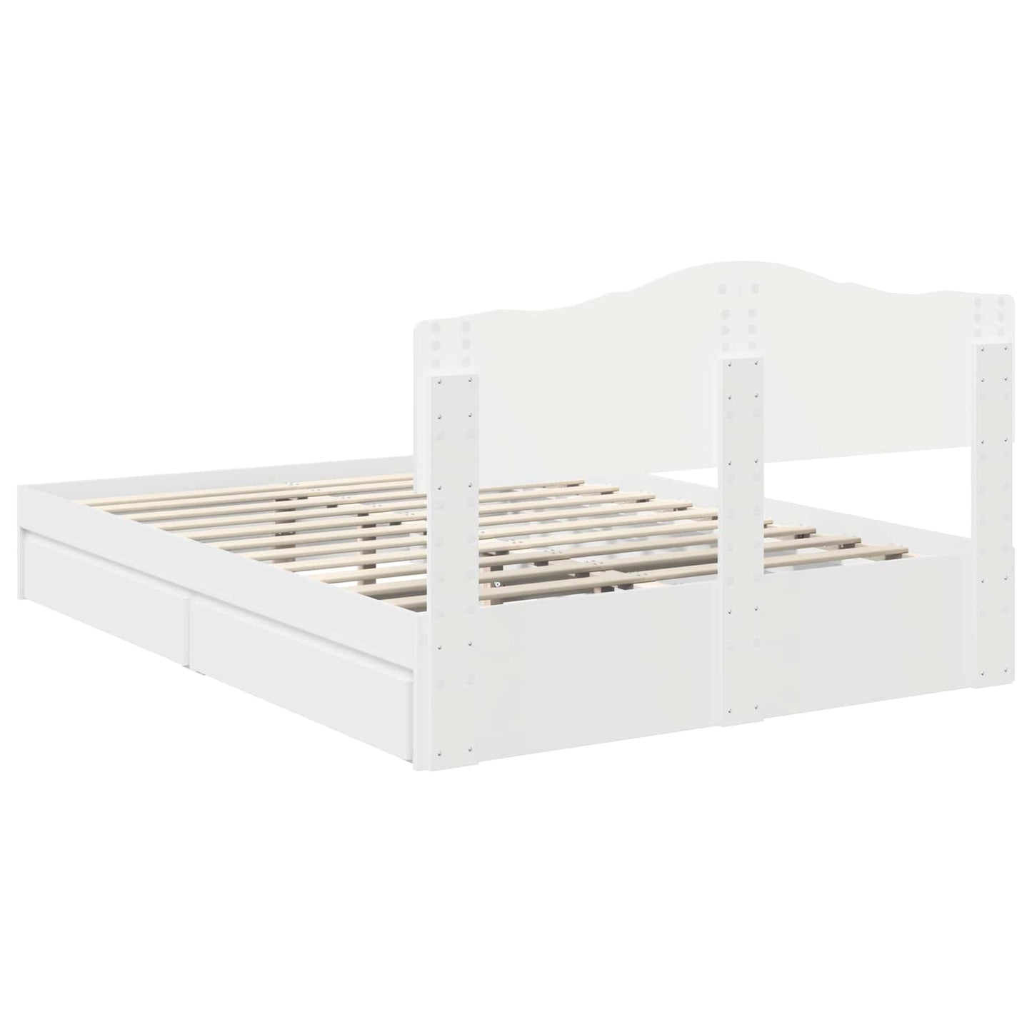 Tárolós Ágy fiókkal fejtámlával Fehér 140 x 190 cm Szerelt Fa