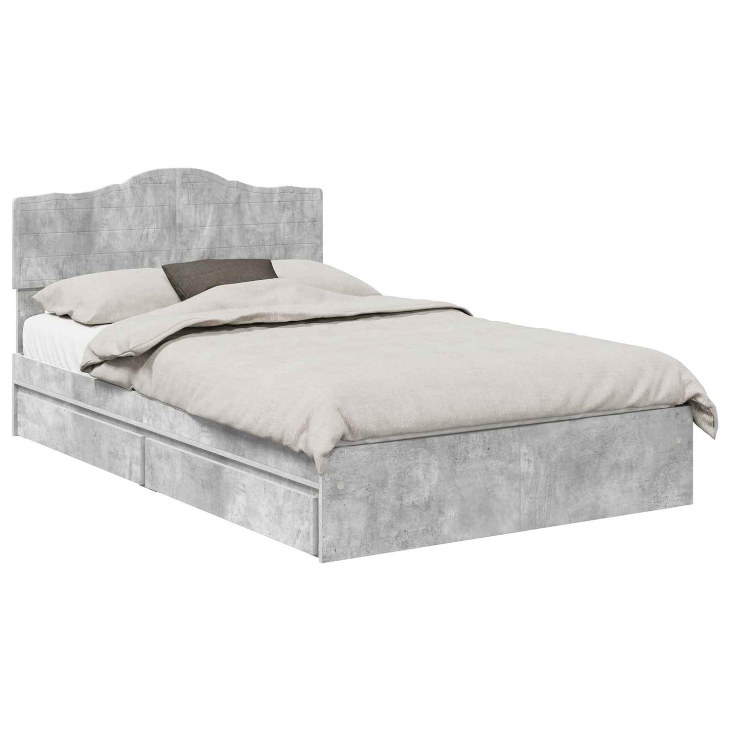 Tárolós Ágy fiókkal Beton Szürke 135 x 190 cm Szerelt Fa