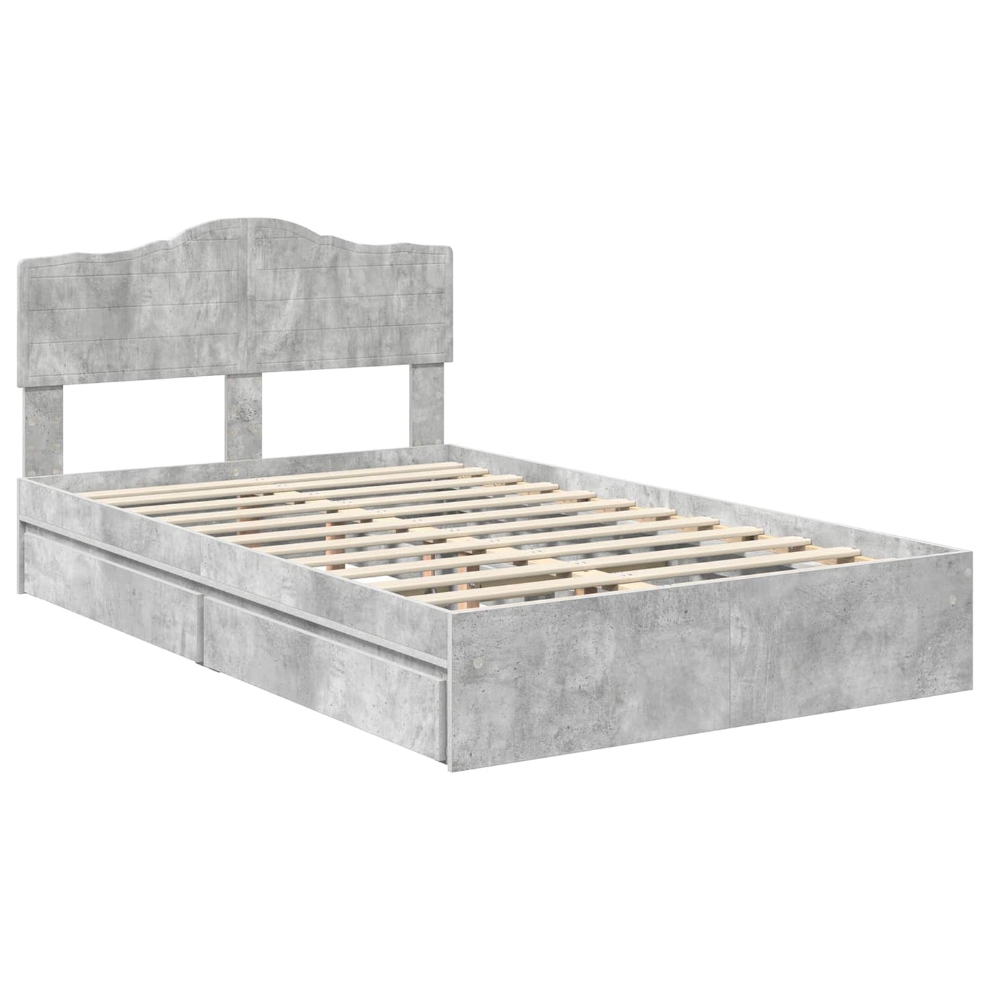 Tárolós Ágy fiókkal Beton Szürke 135 x 190 cm Szerelt Fa