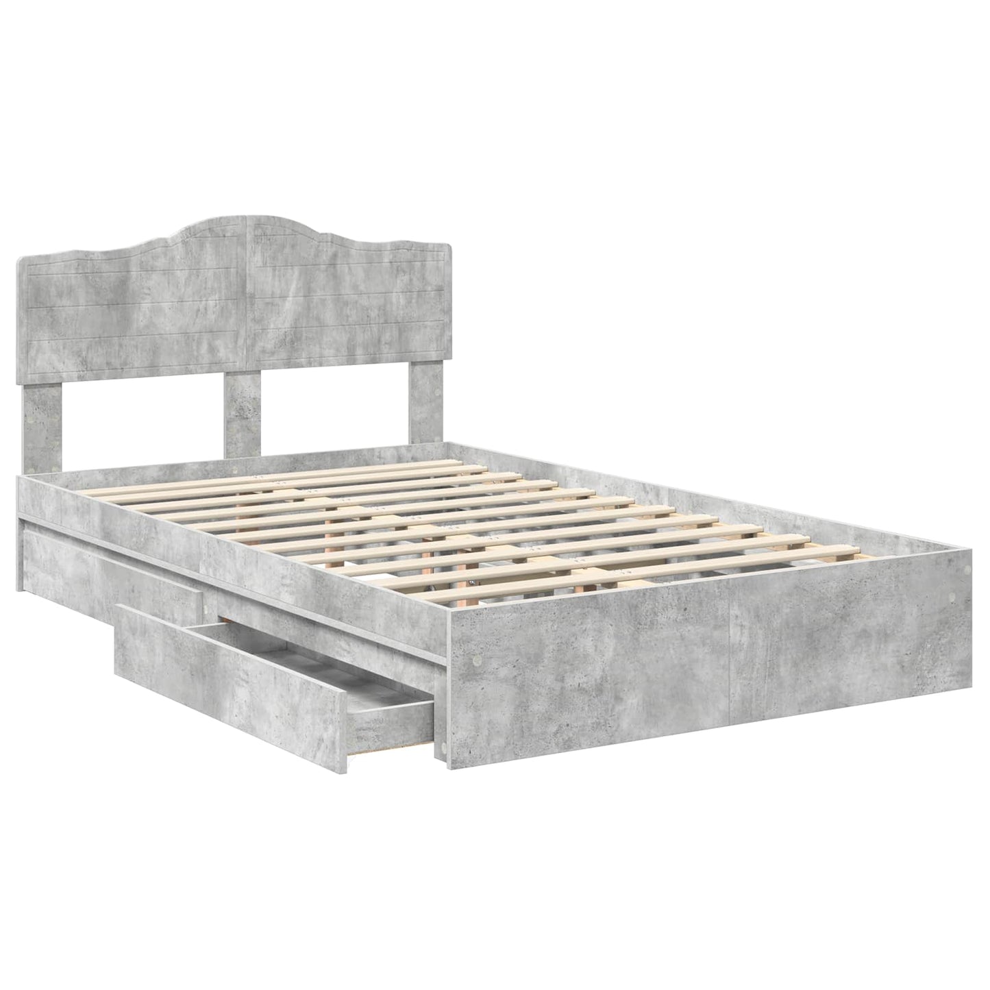 Tárolós Ágy fiókkal Beton Szürke 135 x 190 cm Szerelt Fa