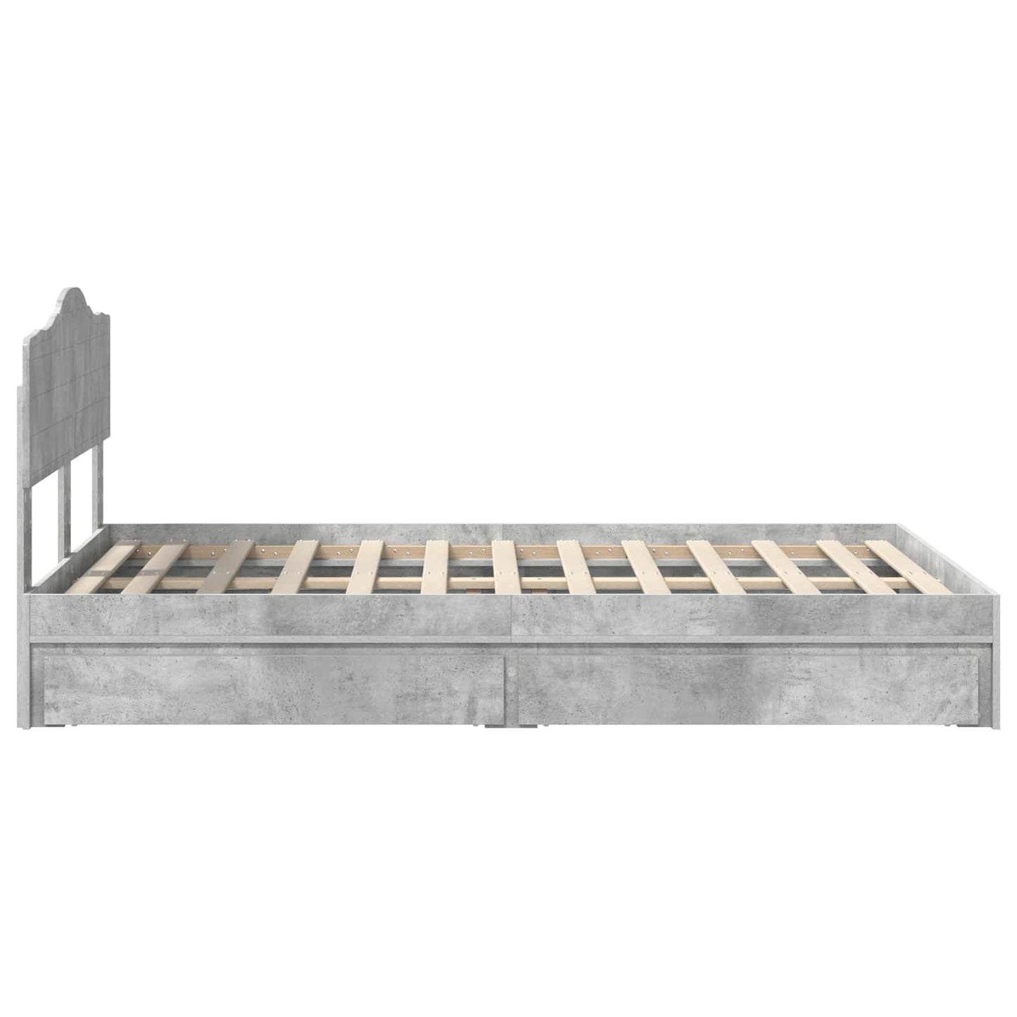 Tárolós Ágy fiókkal Beton Szürke 135 x 190 cm Szerelt Fa