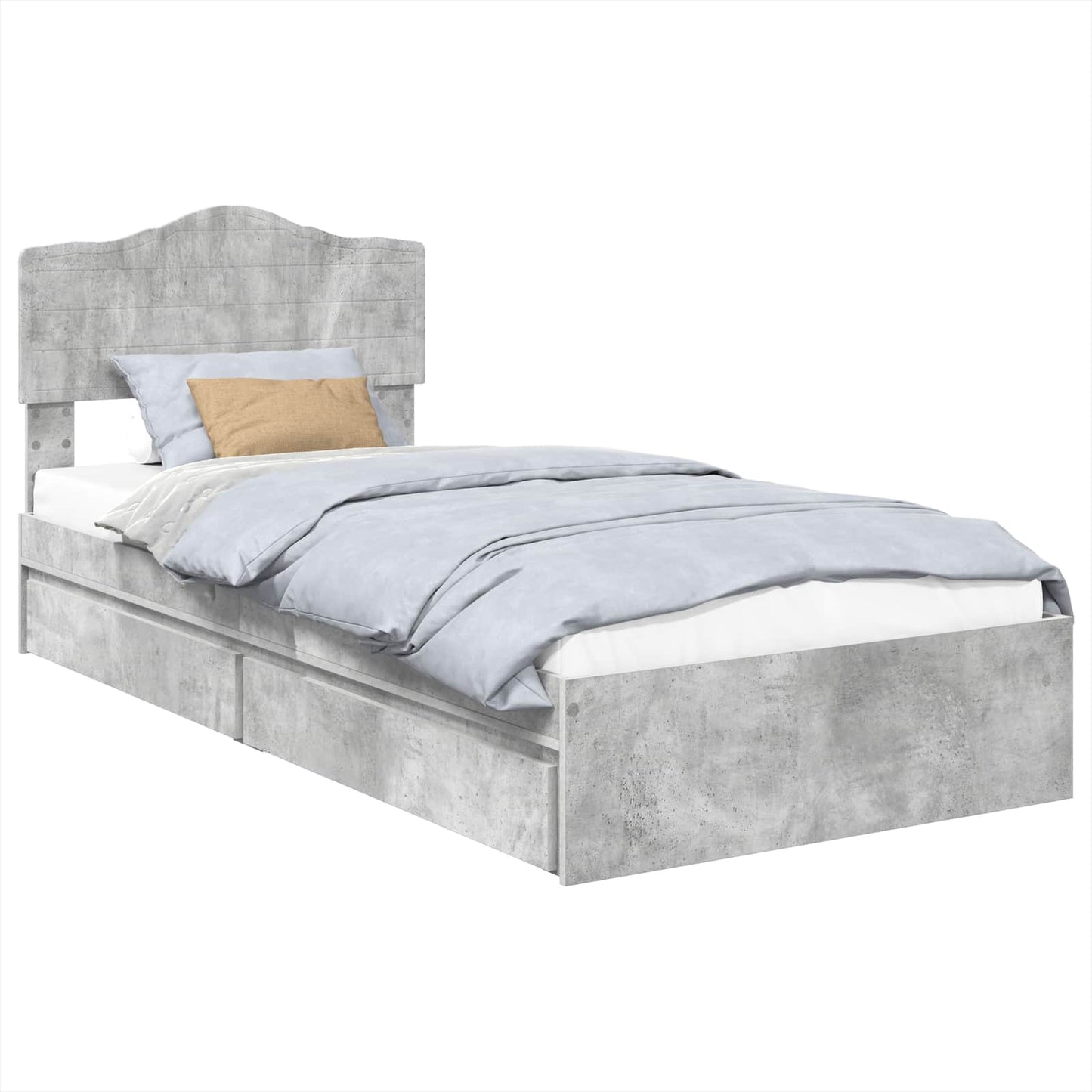 Tárolós Ágy fiókkal Beton Szürke 90 x 190 cm Szerelt Fa