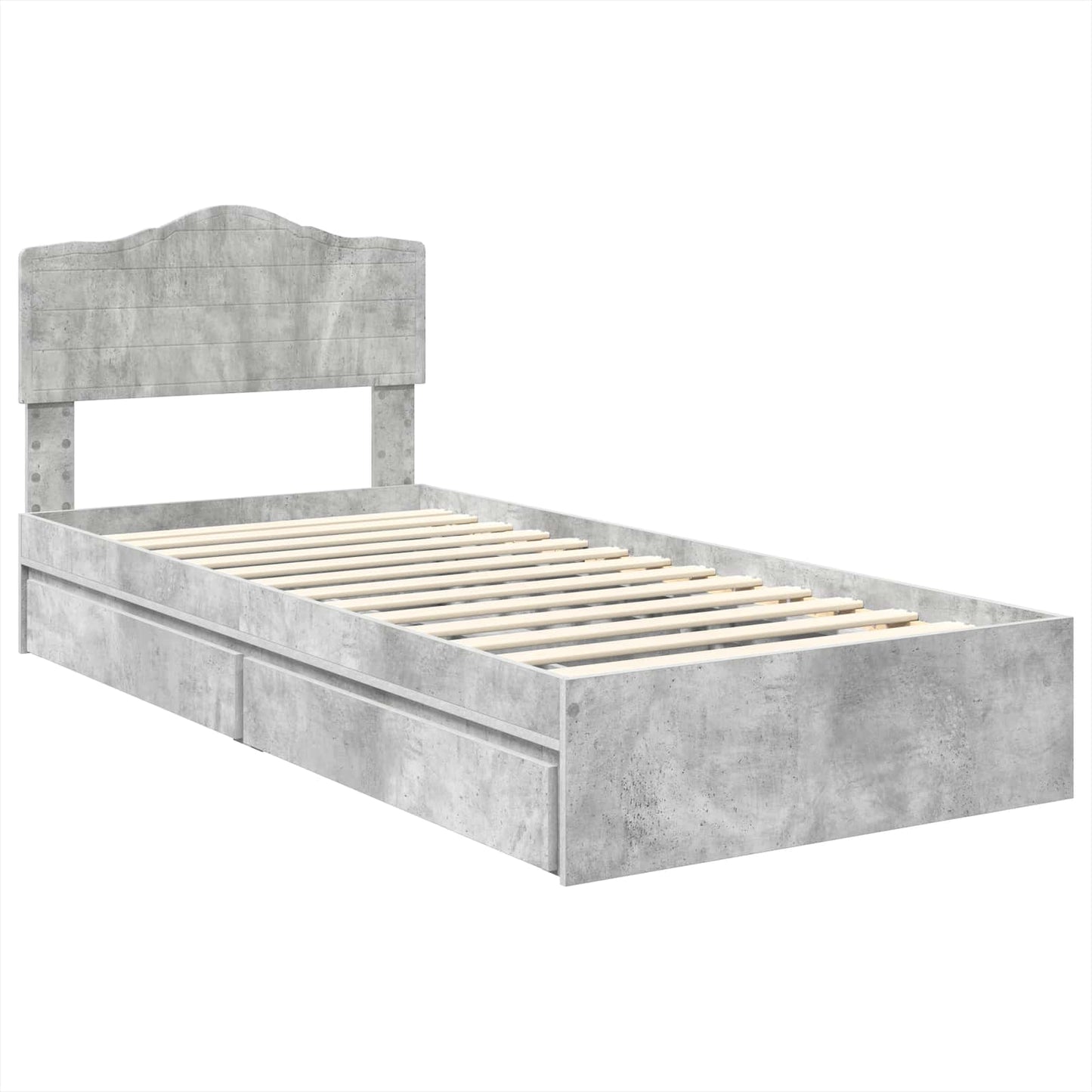 Tárolós Ágy fiókkal Beton Szürke 90 x 190 cm Szerelt Fa