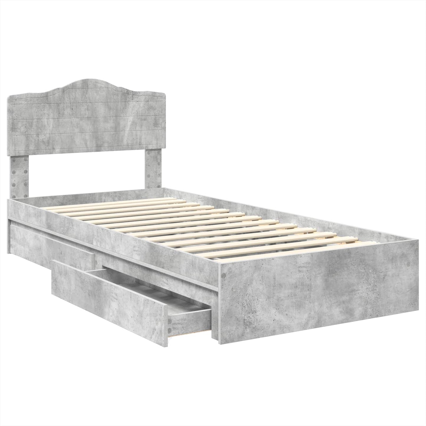 Tárolós Ágy fiókkal Beton Szürke 90 x 190 cm Szerelt Fa