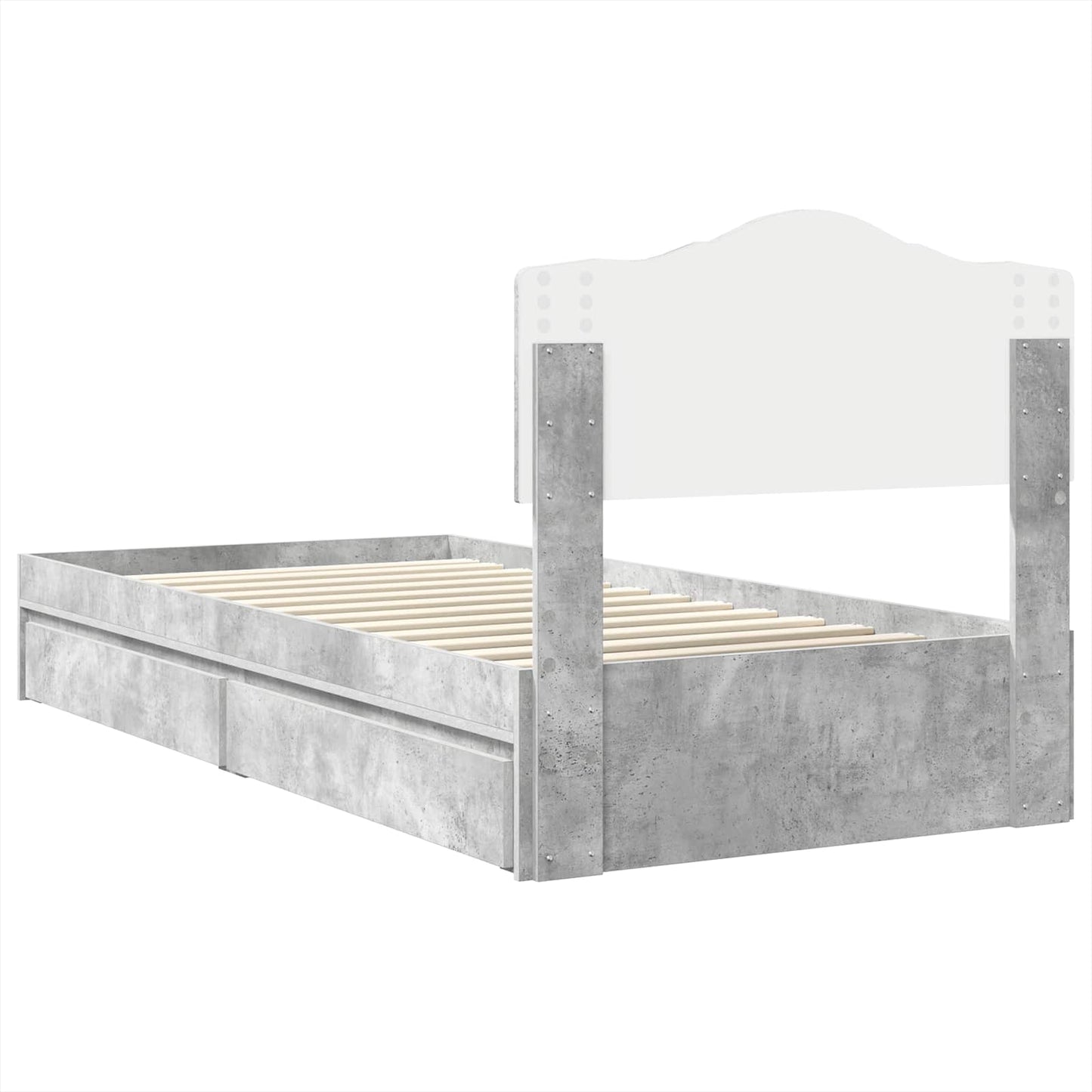 Tárolós Ágy fiókkal Beton Szürke 90 x 190 cm Szerelt Fa