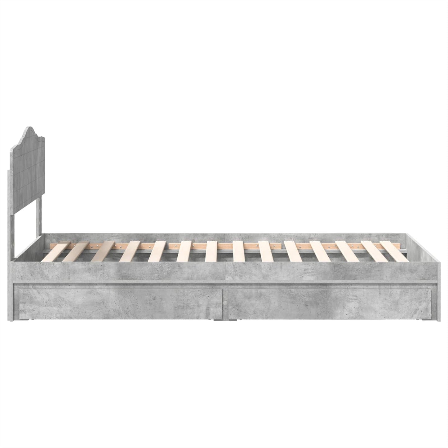 Tárolós Ágy fiókkal Beton Szürke 90 x 190 cm Szerelt Fa