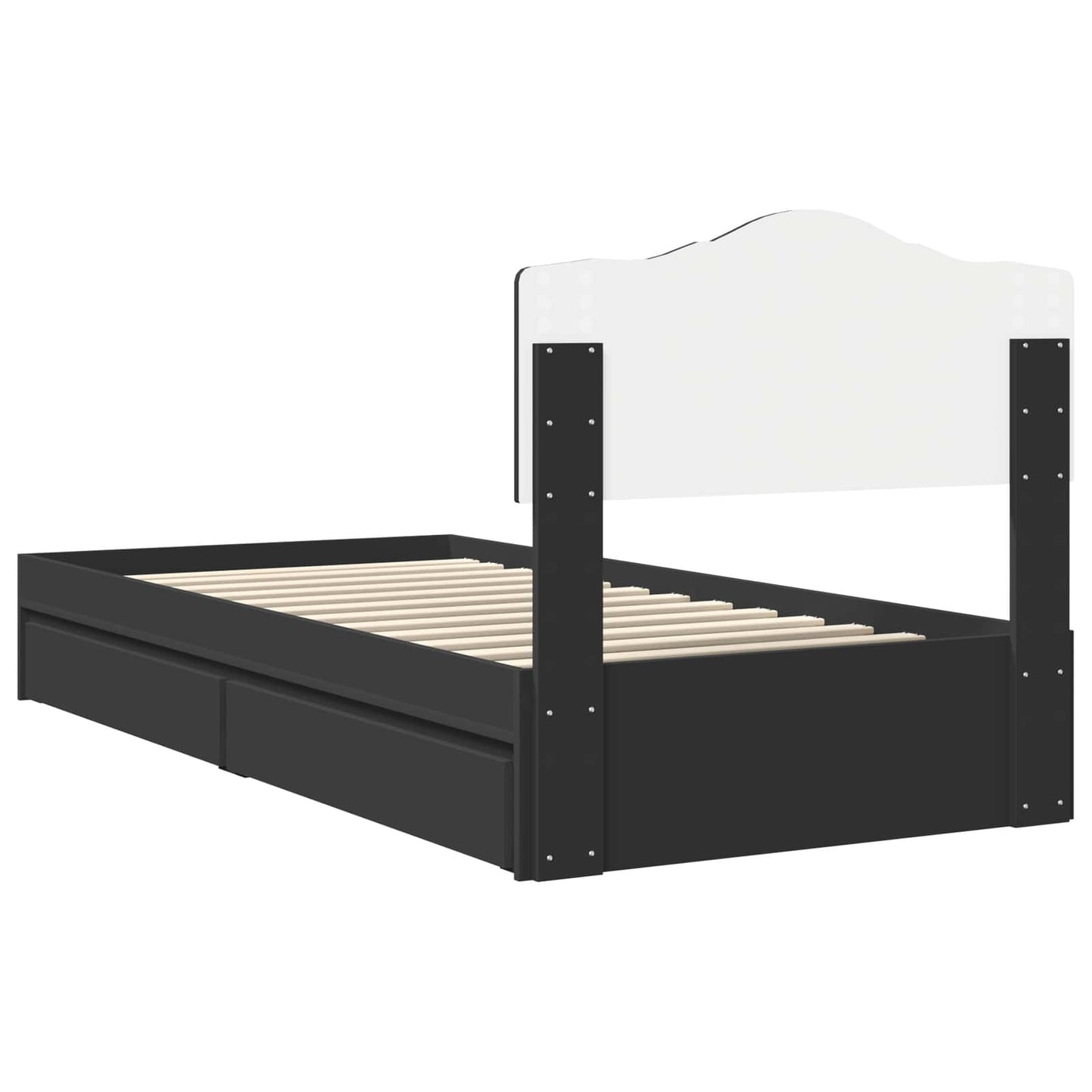 Tárolós Ágy fiókkal fejtámlával Fekete 70 x 190 cm Szerelt Fa