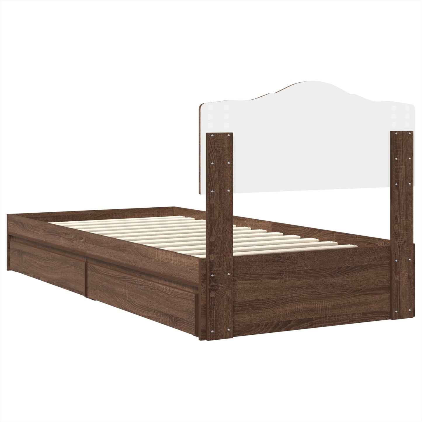 Tárolós Ágy fiókkal Barna Tölgy 70 x 190 cm Szerelt Fa