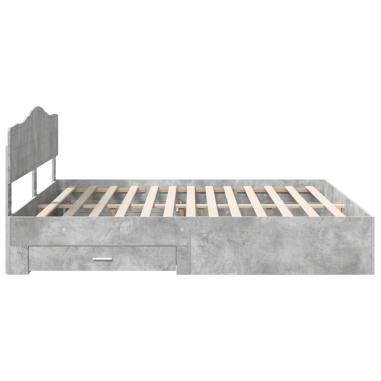 Ágykeret fiókkal tárolóval Beton Szürke 200 x 200 cm Szerelt Fa