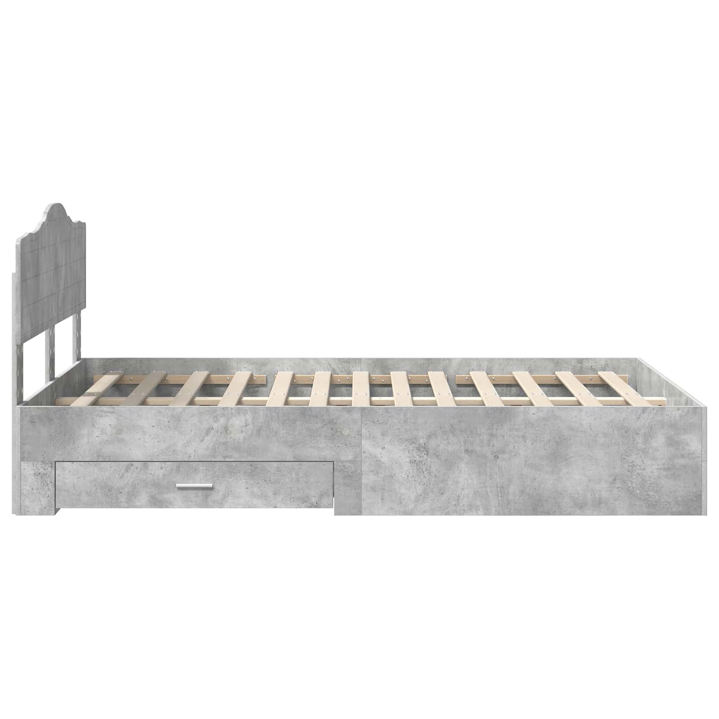 Ágykeret fiókkal tárolóval Beton Szürke 120 x 200 cm Szerelt Fa
