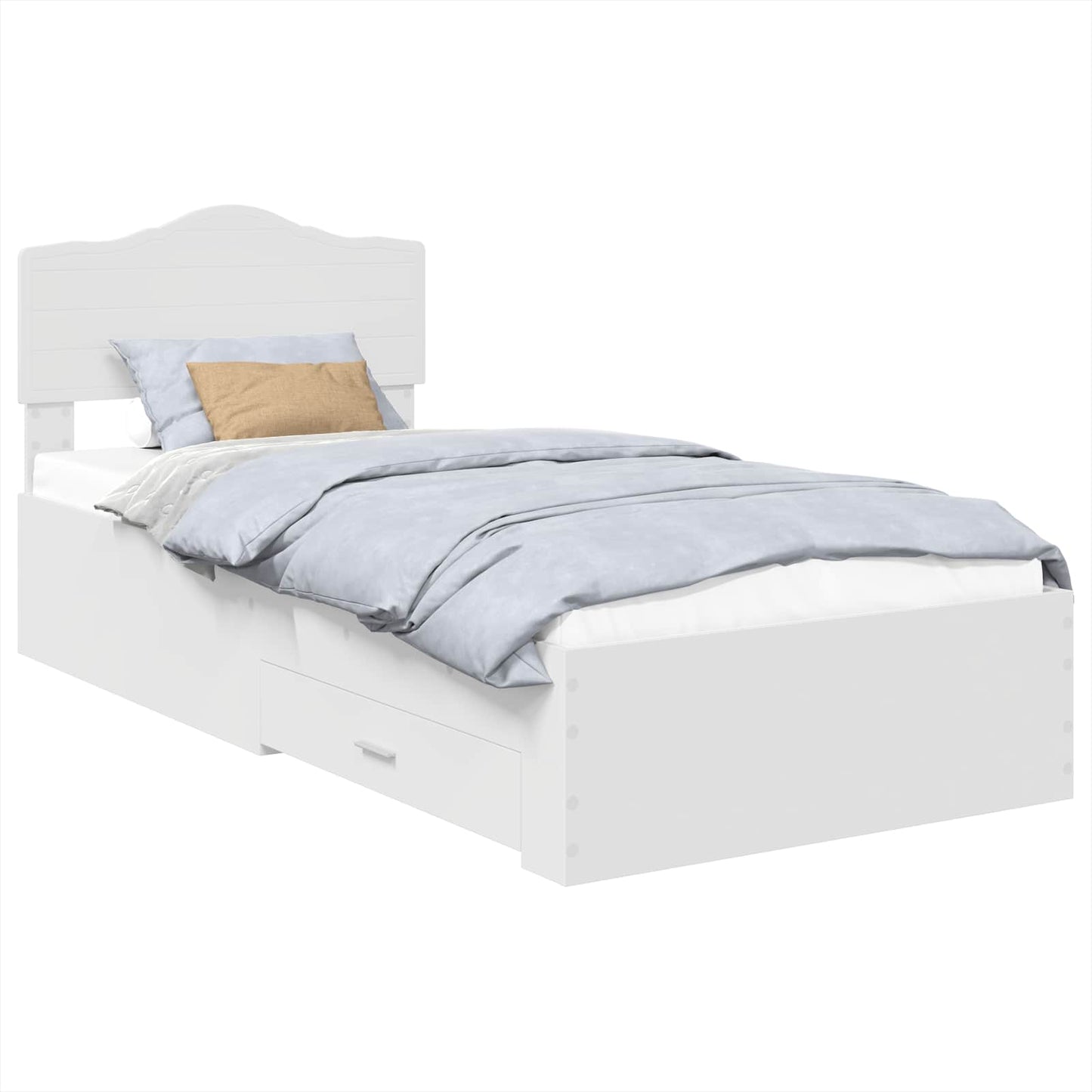 Ágykeret fiókkal fejtámlával Fehér 90 x 190 cm Szerelt Fa