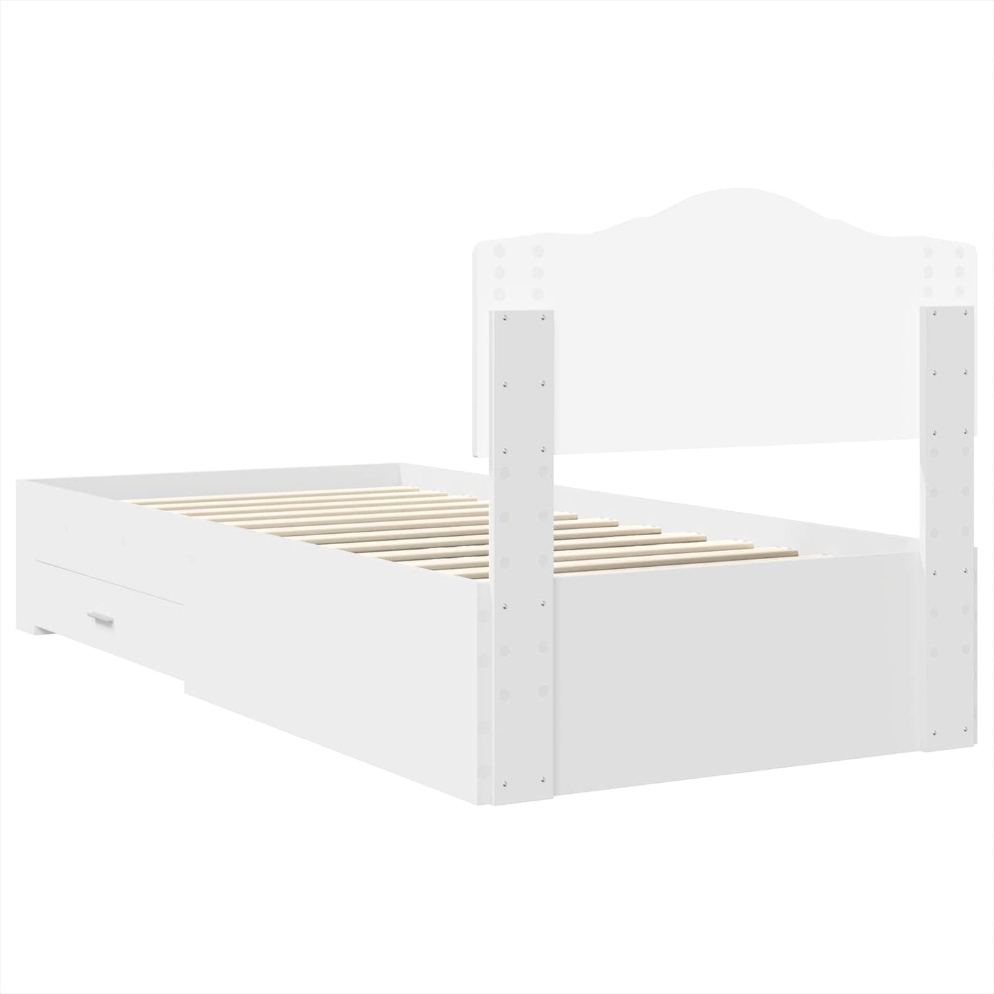 Ágykeret fiókkal fejtámlával Fehér 90 x 190 cm Szerelt Fa
