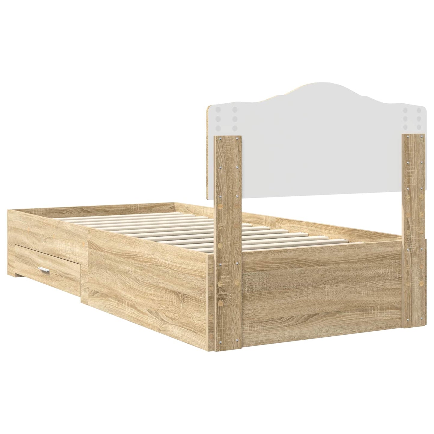 Ágykeret fiókkal tárolóval Sonoma tölgy 90 x 190 cm Szerelt Fa
