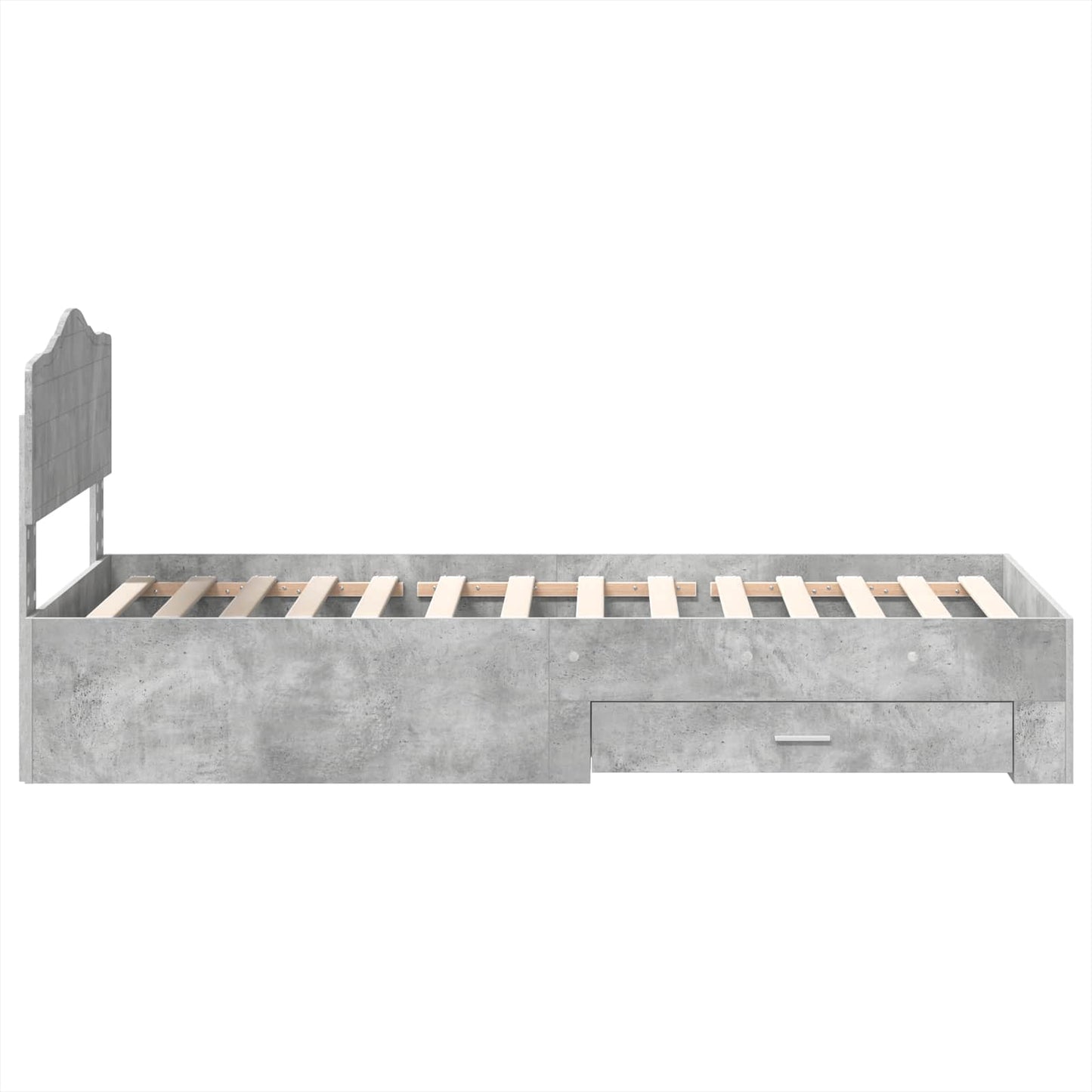 Ágykeret fiókkal tárolóval Beton Szürke 90 x 190 cm Szerelt Fa