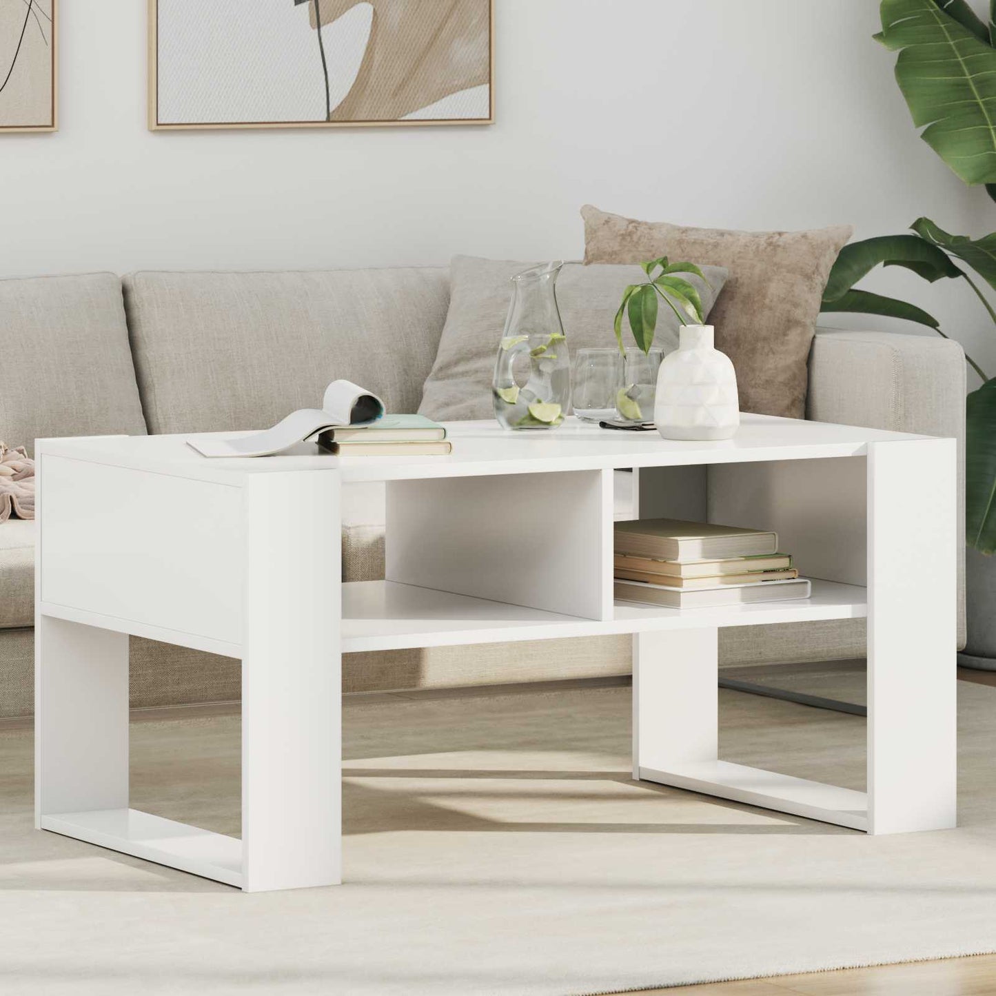Dohányzóasztal Fehér 92 x 53 x 45 cm Szerelt Fa