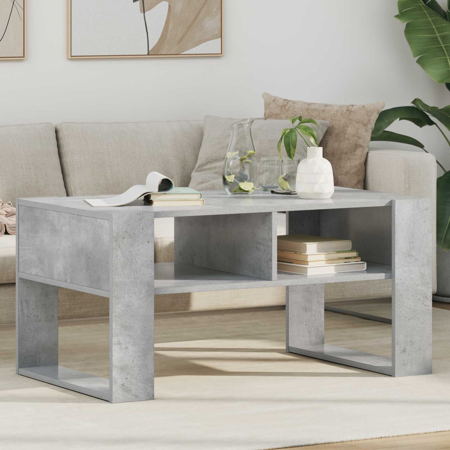 Dohányzóasztal Beton Szürke 92 x 53 x 45 cm Szerelt Fa