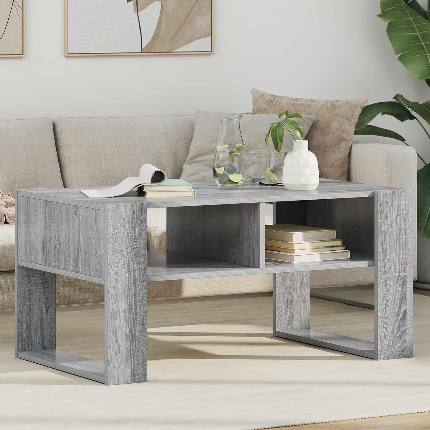 Dohányzóasztal Szürke Sonoma 92 x 53 x 45 cm Szerelt Fa